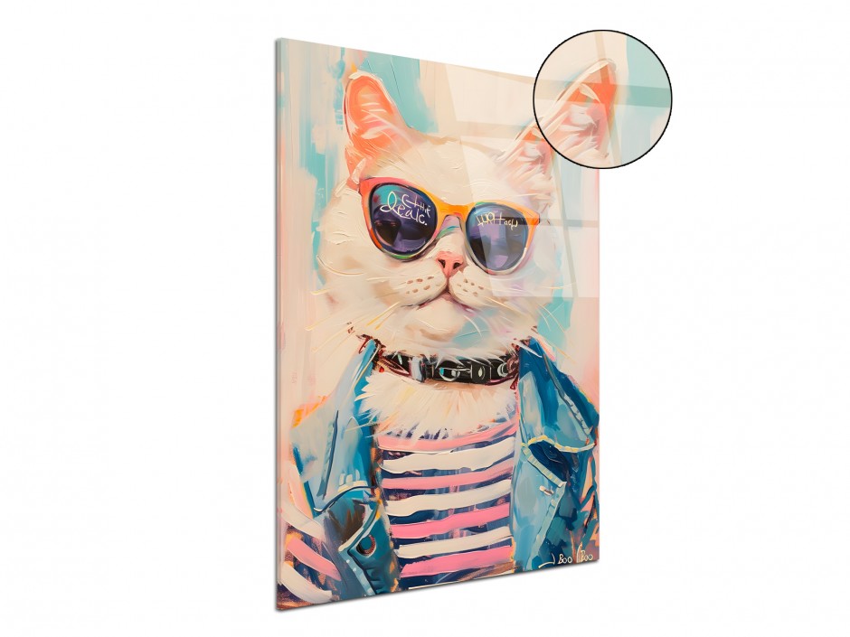 Tableau Plexiglas Chat pop art à lunettes