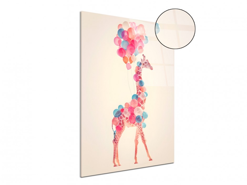 Tableau Plexiglas Girafe aux ballons