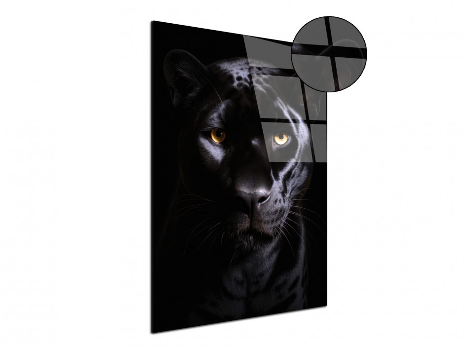 Tableau Plexiglas Panthère Noire Portrait
