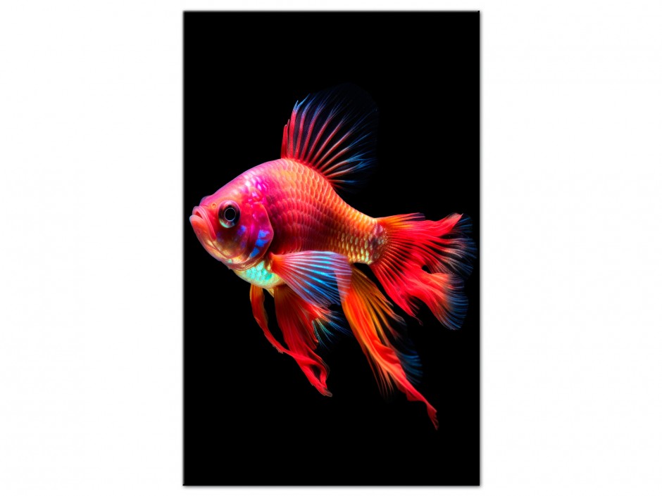 Tableau Aluminium Poisson exotique arc-en-ciel