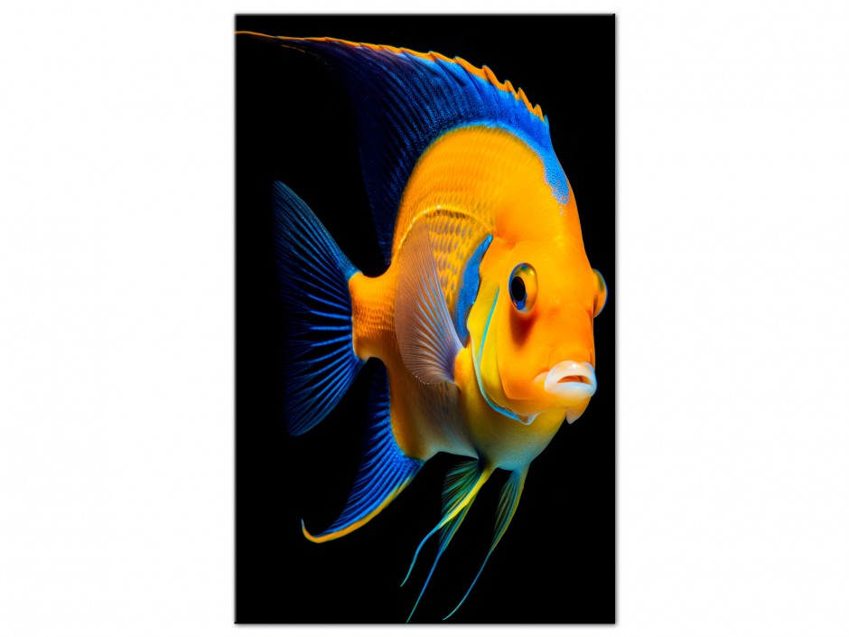 Tableau Aluminium Poisson‑ange jaune et bleu