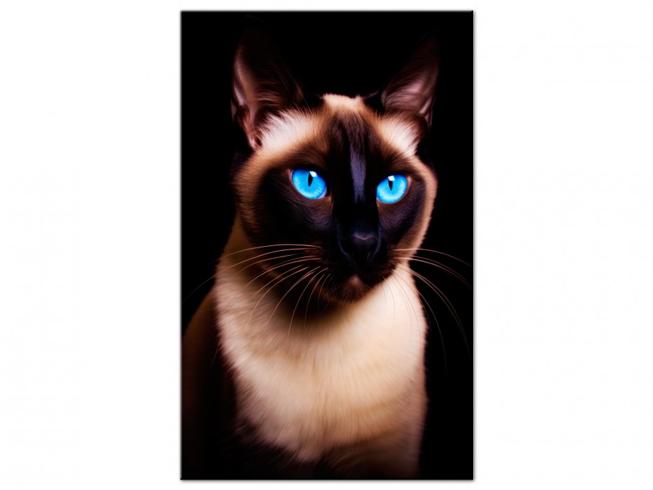 Tableau Aluminium Chat siamois aux yeux bleus