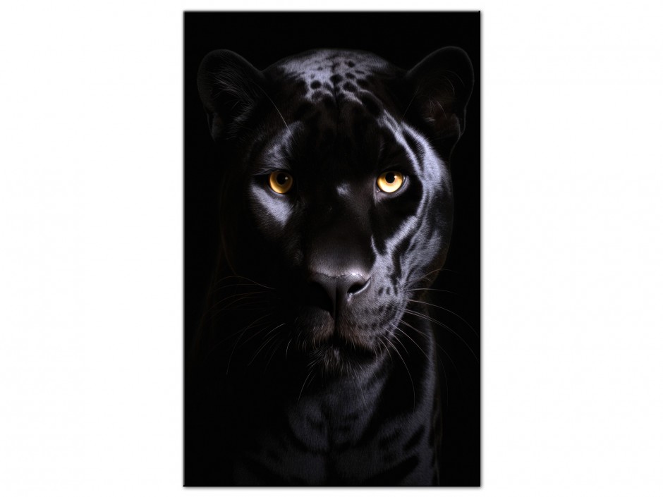 Tableau Aluminium Panthère Noire Portrait
