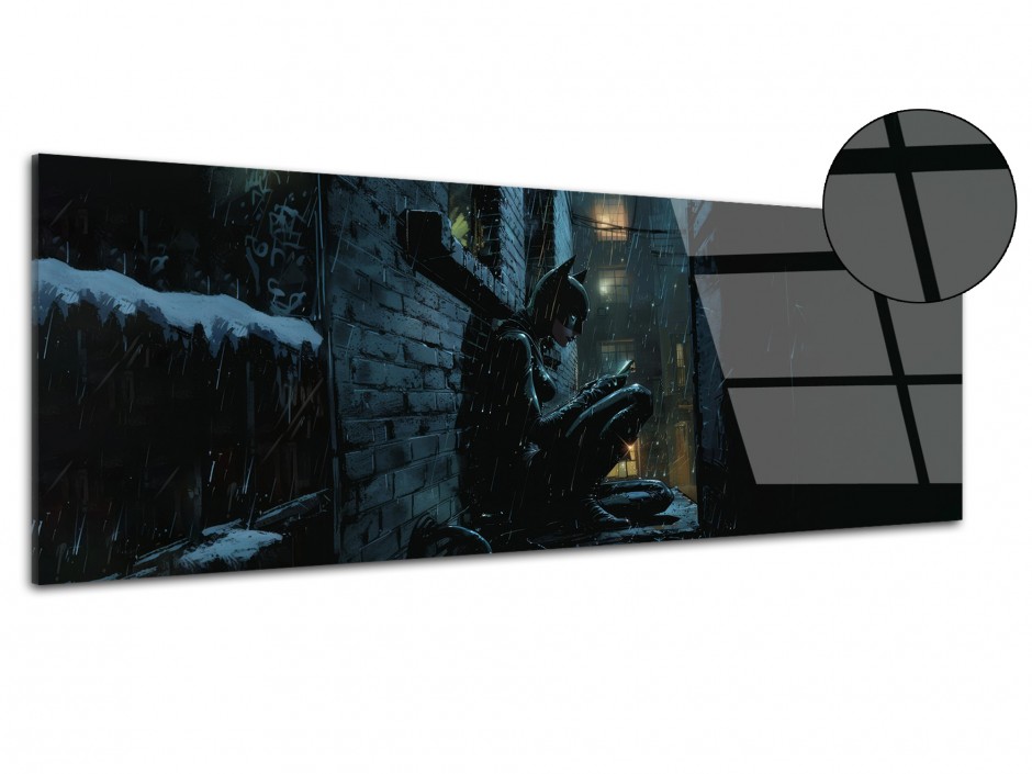 Tableau Plexiglas Féline nocturne sous la pluie