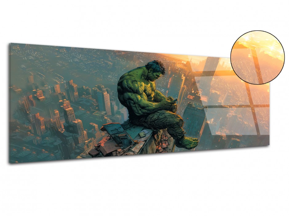 Tableau Plexiglas Colosse émeraude sur la ville