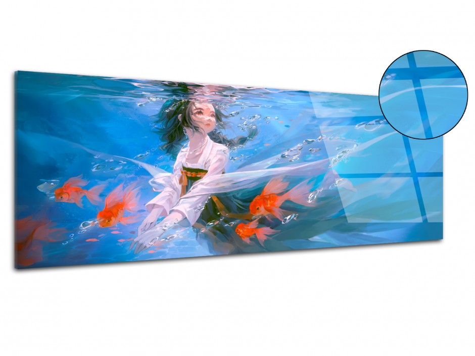 Tableau Plexiglas Rêverie aquatique aux poissons dorés