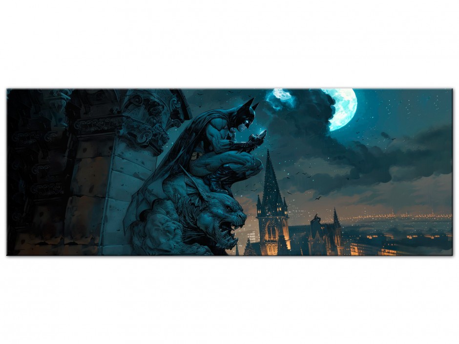 Tableau Aluminium Chevalier nocturne sur gargouille