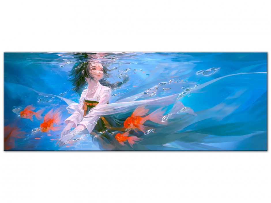 Tableau Aluminium Rêverie aquatique aux poissons dorés