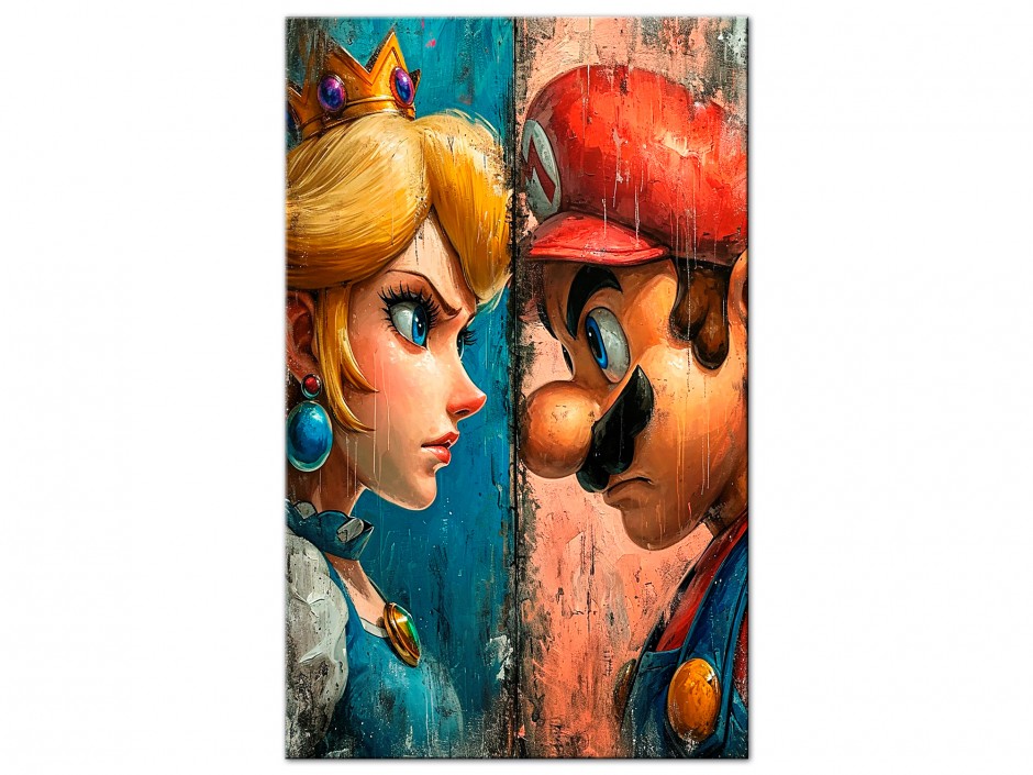 Tableau Aluminium Duel Mario & Peach