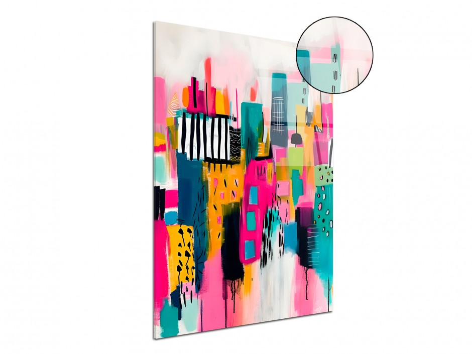 Tableau Plexiglas Ville Pop Colorée