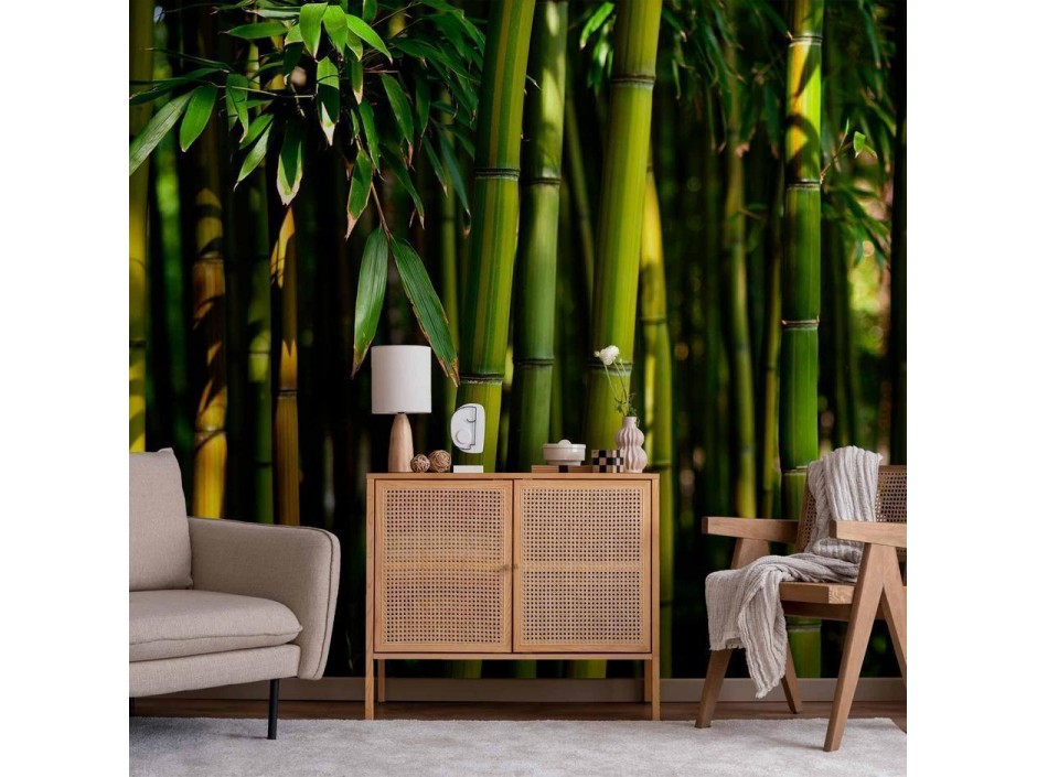 Papier peint - Eucalyptus alley – bamboo grove in juicy green tone