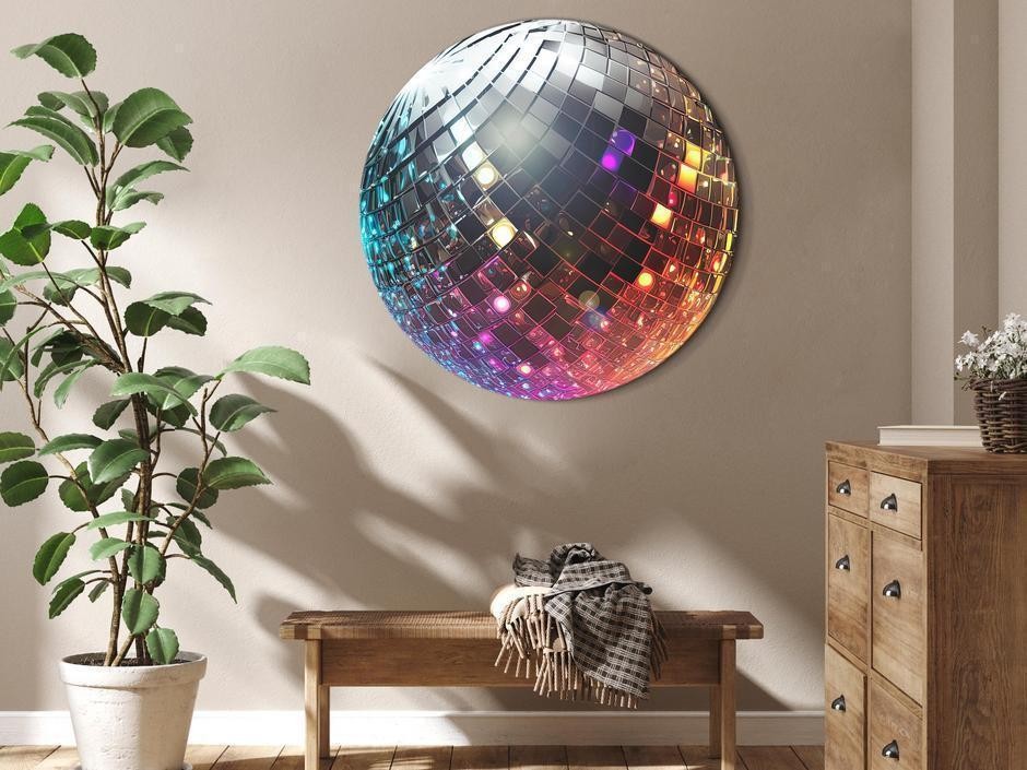 Tableau rond - Silver disco ball