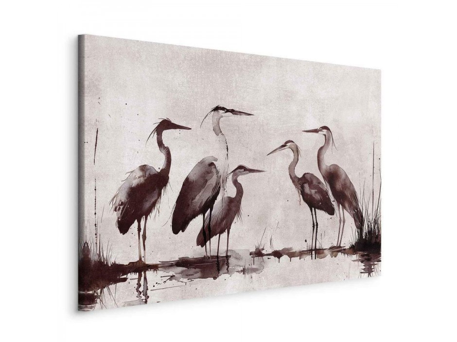 Tableau - Herons painted with ink