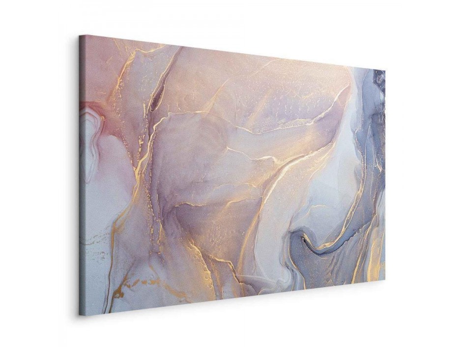 Tableau - Pink and blue marble - abstract watercolour with gold accents