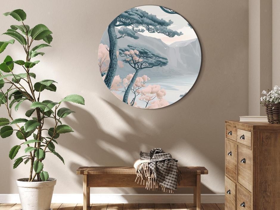 Tableau rond - Blue coast in delicate colours