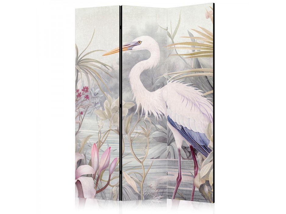 Paravent - Heron wading in a pond – illustration in bright colours