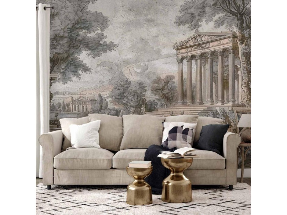 Papier peint - Temple on a hill - Greek architecture in subdued colours