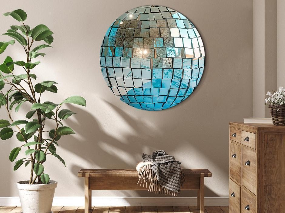 Tableau rond - Sky blue disco ball