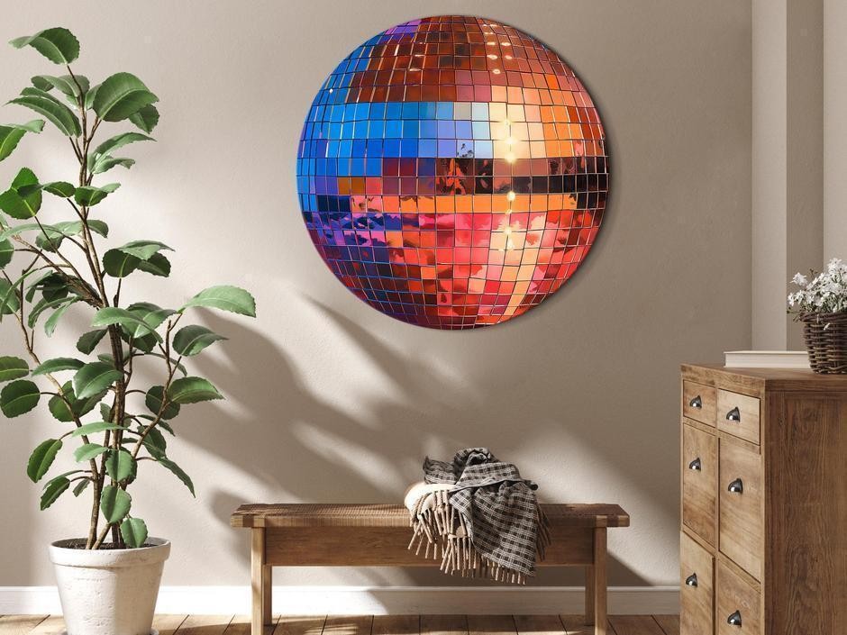 Tableau rond - Old gold disco ball