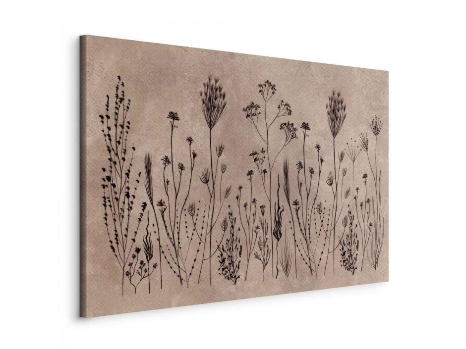 Tableau - Wildflowers – black plants on lime-wash background