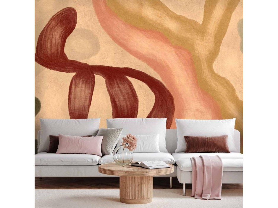 Papier peint - Colorful shapes – worn-out figures in lime wash technique