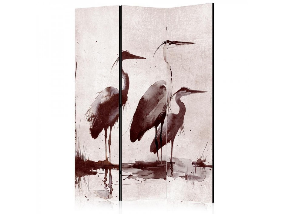 Paravent - Herons painted with ink