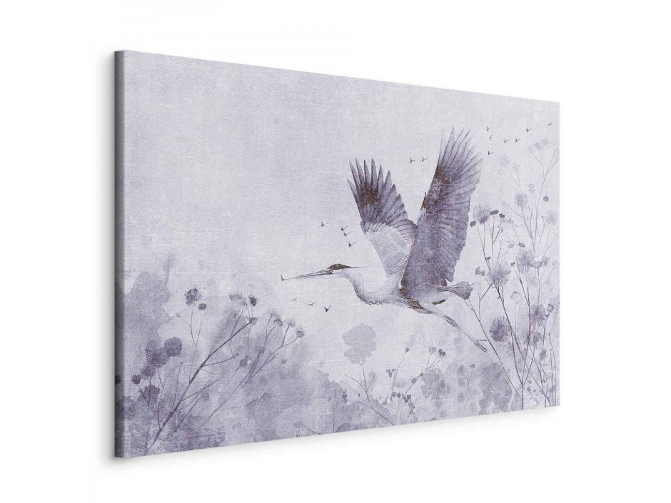 Tableau - Majestic flight - a crane in flight in monochrome