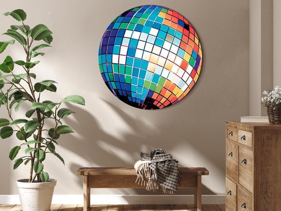 Tableau rond - Blue disco ball