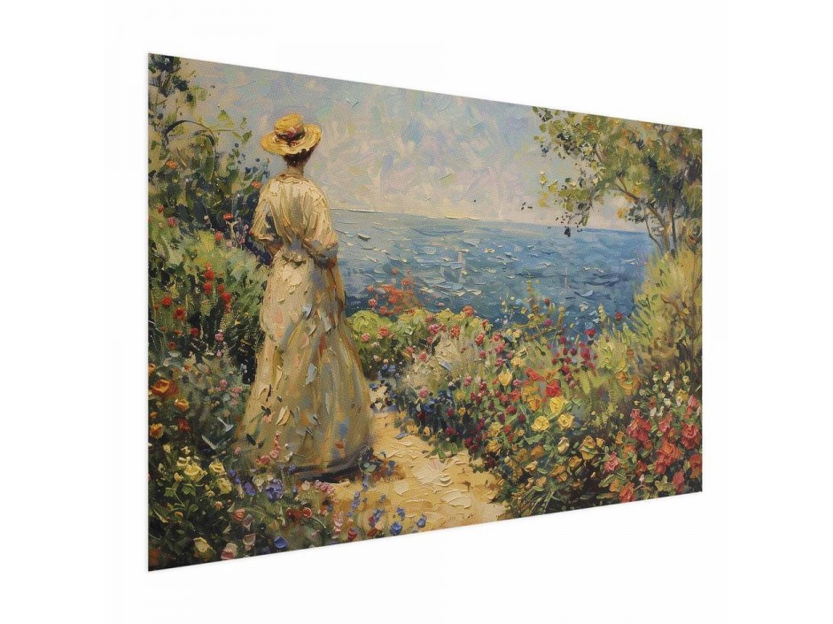 Poster - Nostalgic impression - a pensive woman contemplating