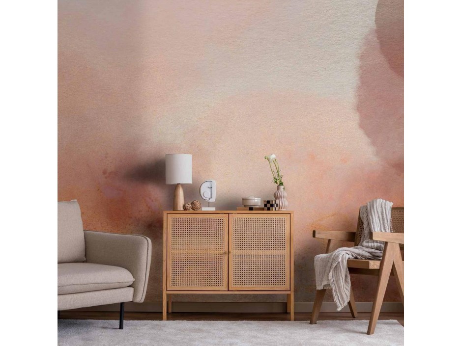 Papier peint - In pink clouds – soft textures in peach-pink hues