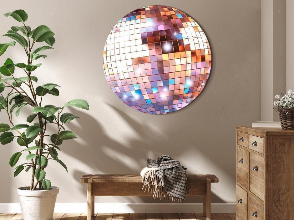Tableau rond - Rose gold disco ball