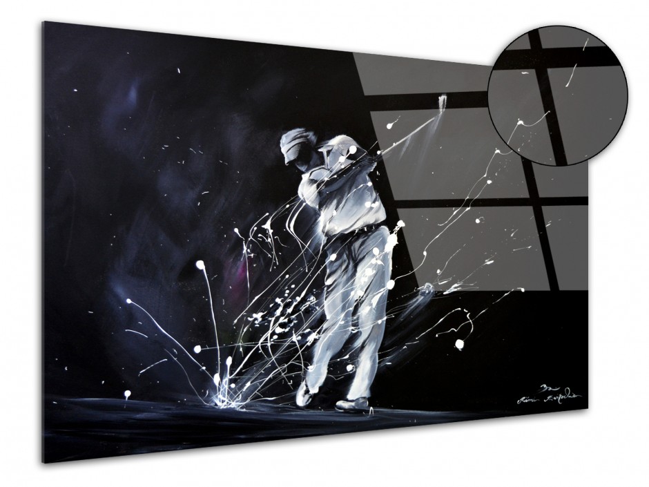 Tableau Peinture reproduit sur plexiglas Golf Black and White
