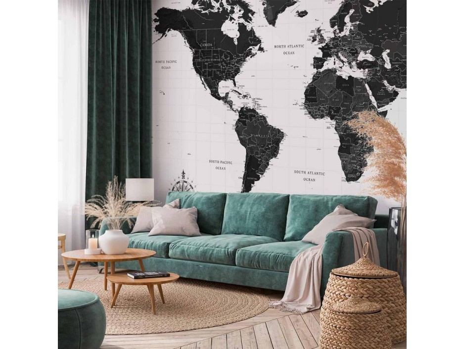 Papier peint - Black and White Map