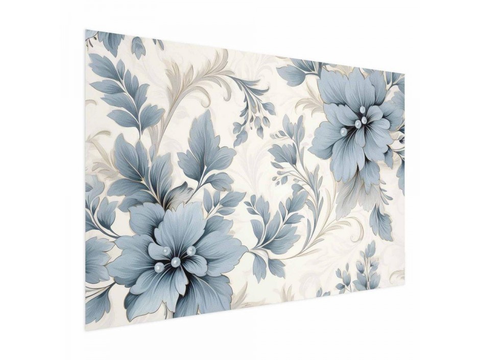 Poster - Turquoise Ornamental Retro Flowers