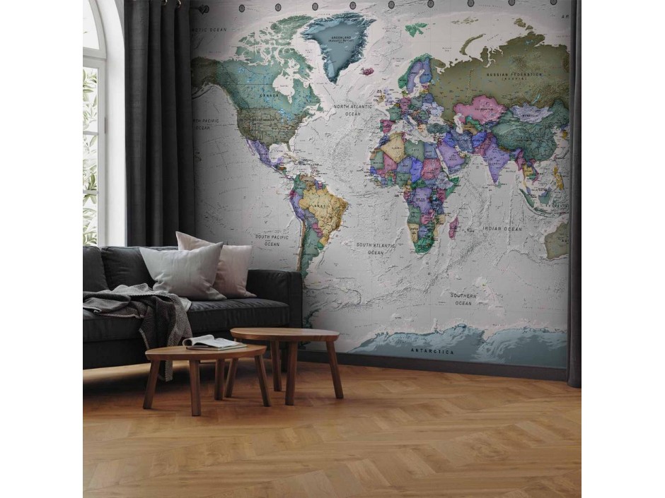 Papier peint - Geography study - world map with signed countries in English
