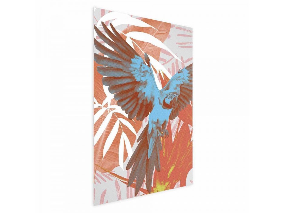 Poster - Exotic Wings - parrot among abstract leaf patterns