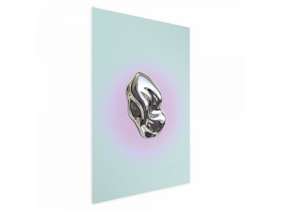 Poster - Metallic Form - abstract sculpture on a mint background with a purple halo
