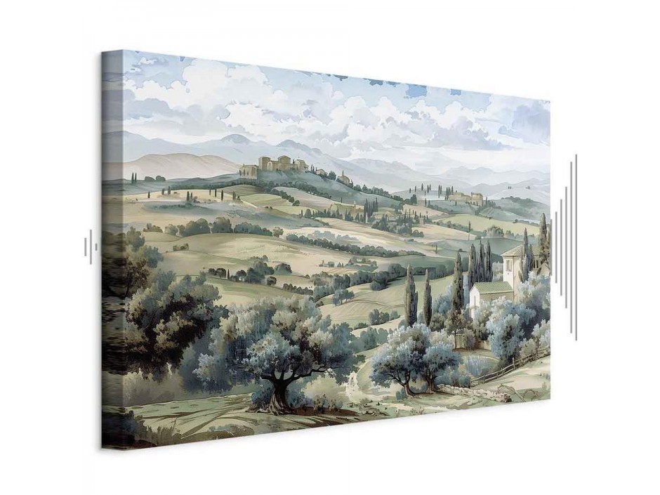 Tableau - Landscape with Green Fields and Trees Tuscan Sunny View