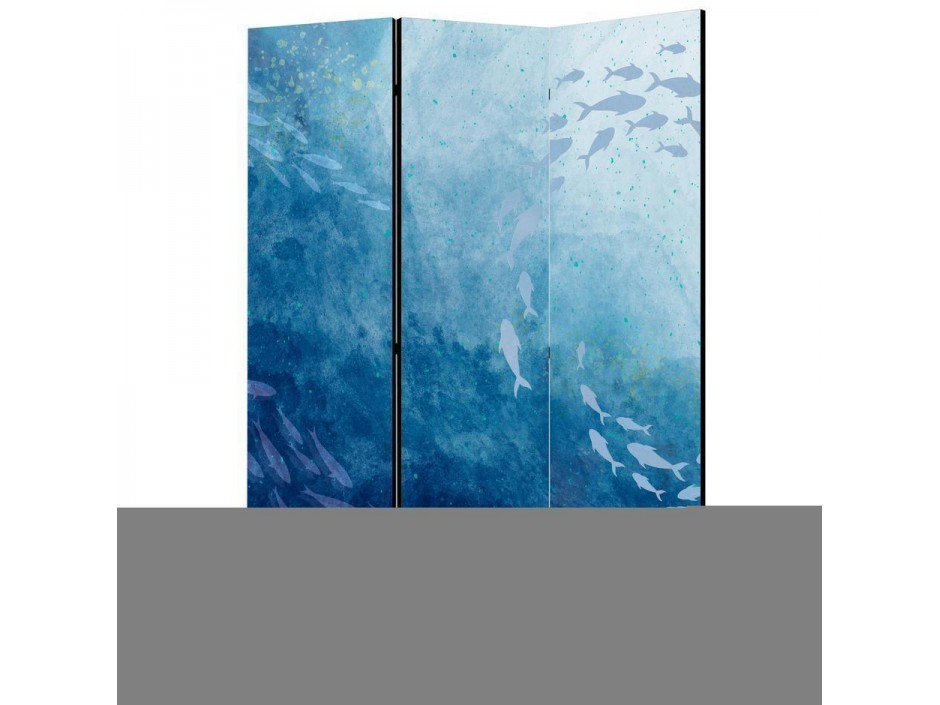 Paravent - Schools of Fish - Luminous Clusters of Fish in Blue Hues Amidst the Sea Depths