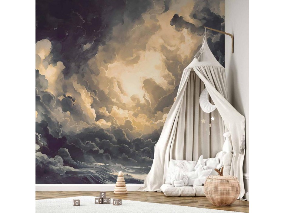 Papier peint - Epic Light Play: The Sun Battling for Dominance Over the Clouds