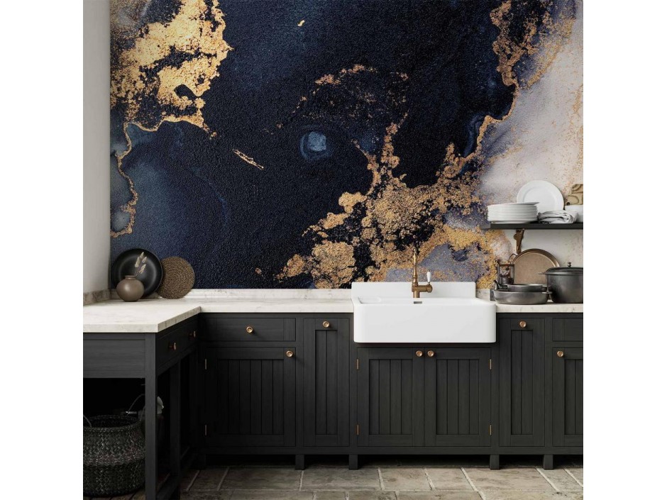 Papier peint - Marble and Garnet - Abstract Textured Pattern Inspired by a Starry Sky