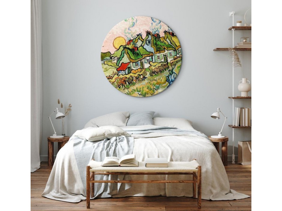 Tableau rond - Vincent van Gogh – Thatched Cottages in the Sunshine Reminiscence of the North