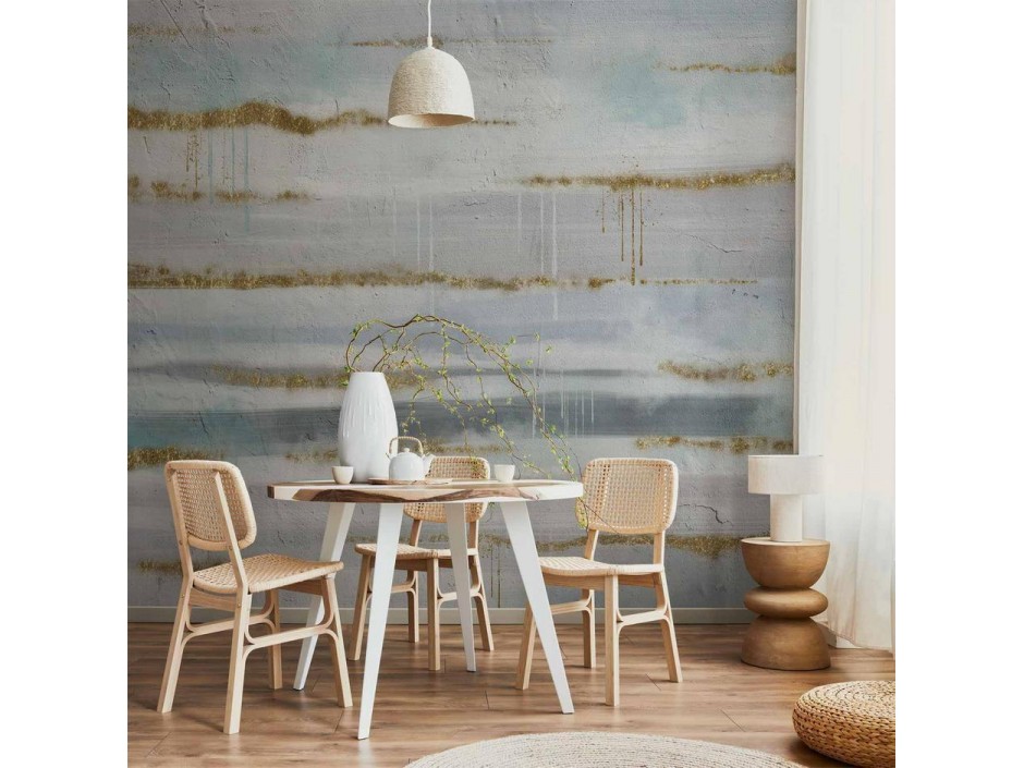 Papier peint - Modernist background - abstract stripes pattern with gold patterns