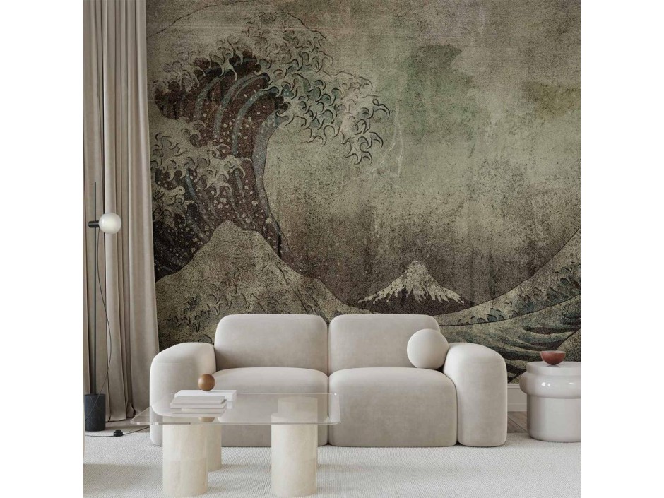 Papier peint - Great wave in Kanagwa in retro style - landscape of rough sea