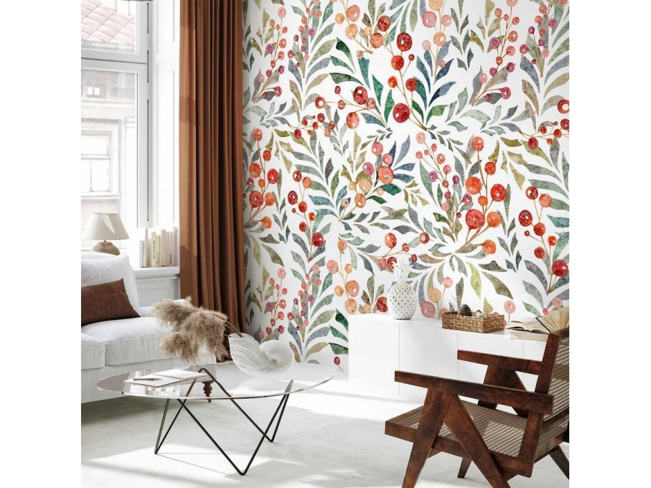 Papier peint - Leaves of Red Berries