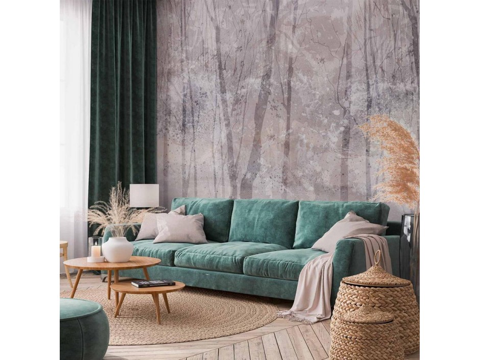 Papier peint - Eternal forest - landscape with winter landscape in cool colours