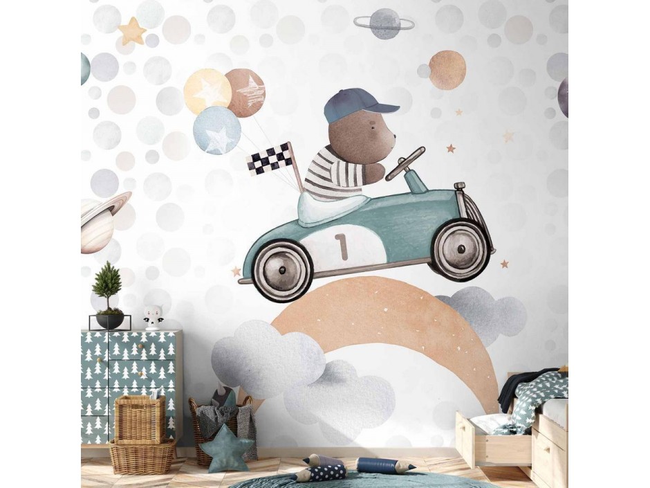 Papier peint - Teddy Bear in a Racing Car
