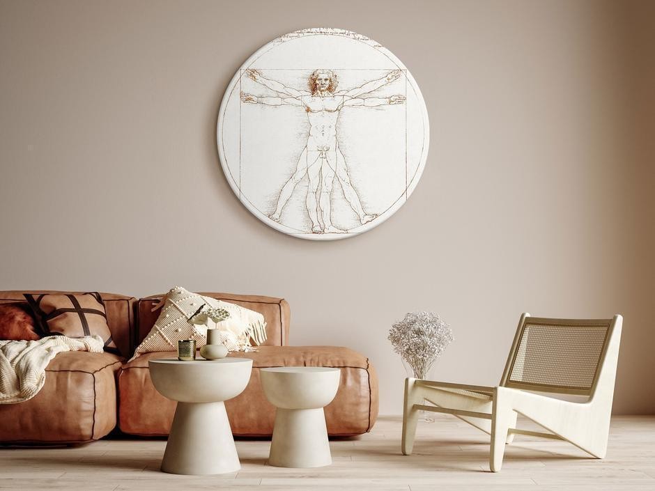 Tableau rond - Leonardo Da Vinci – Vitruvian Man