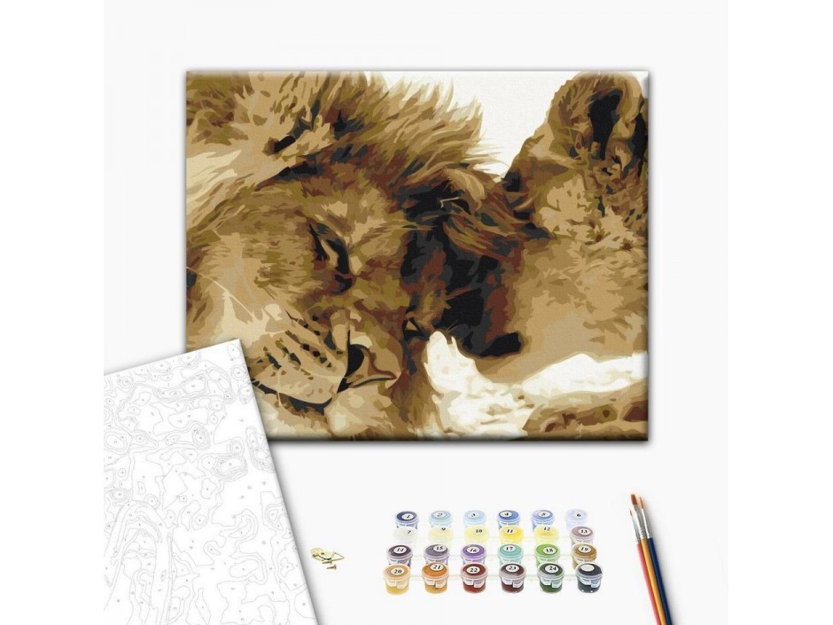 Tableau à peindre par soi-même - Lion et lionne (amour)
