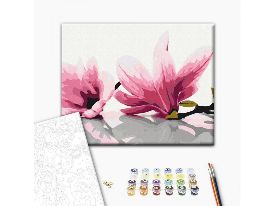 Tableau à peindre par soi-même - Magnolia (fond blanc)